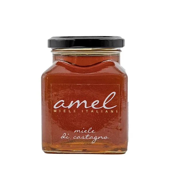 Miód kasztanowy w szklanym słoiku