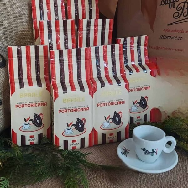 Kawa Barale Portoricana - paczki z palarni Caffè Barale z filiżanką espresso