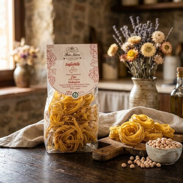 Makaron z ciecierzycy tagliatelle bezglutenowy BIO 250 g - podanie