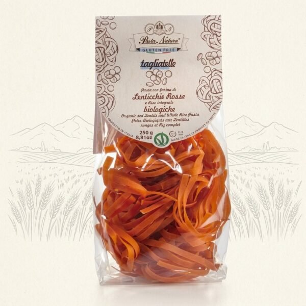 Makaron z czerwonej soczewicy tagliatelle bezglutenowy BIO 250 g