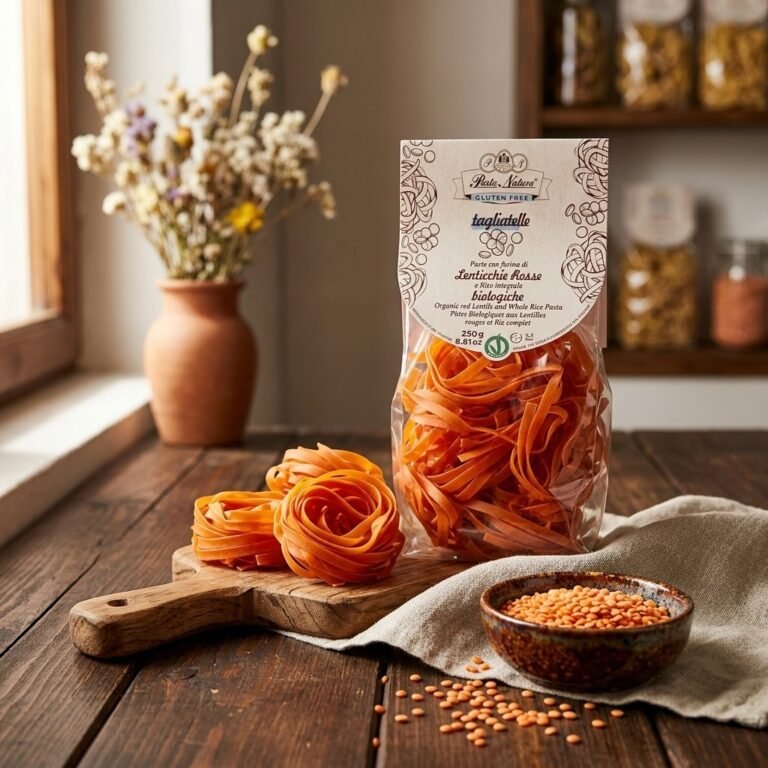 Makaron z czerwonej soczewicy tagliatelle bezglutenowy BIO 250 g - podanie
