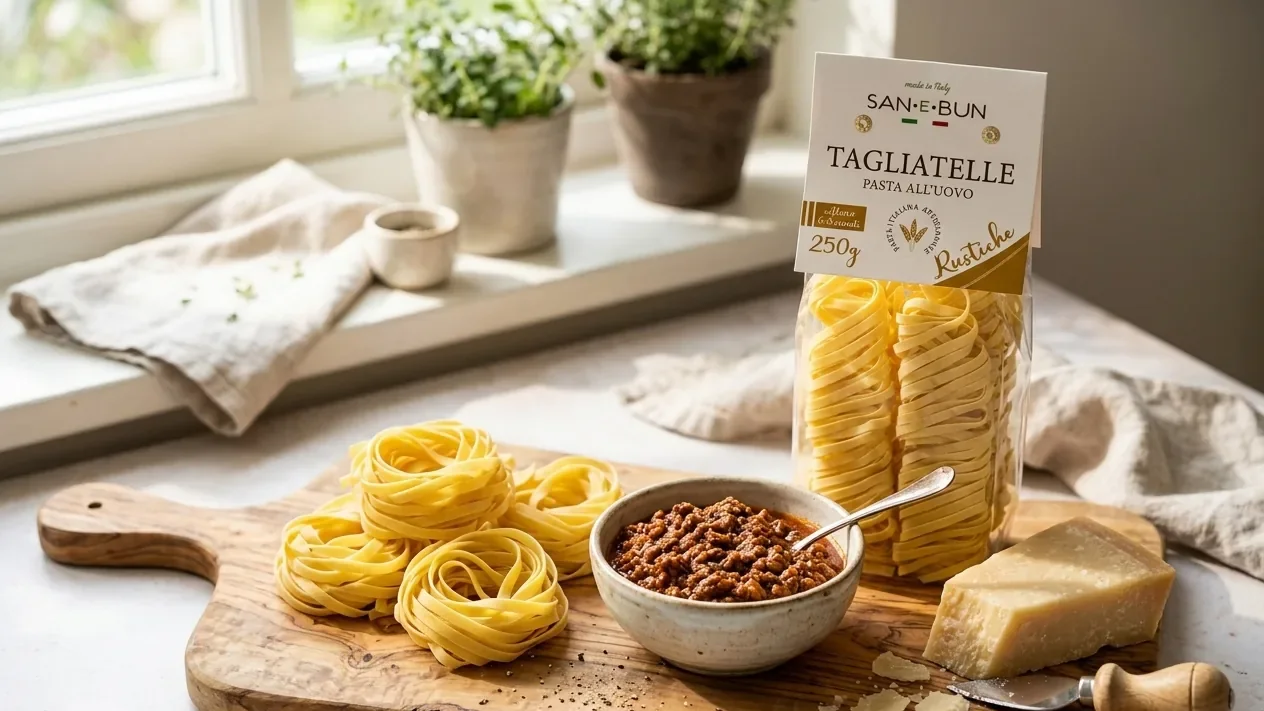 Gniazda tagliatelle jajecznych z ragù i parmezanem